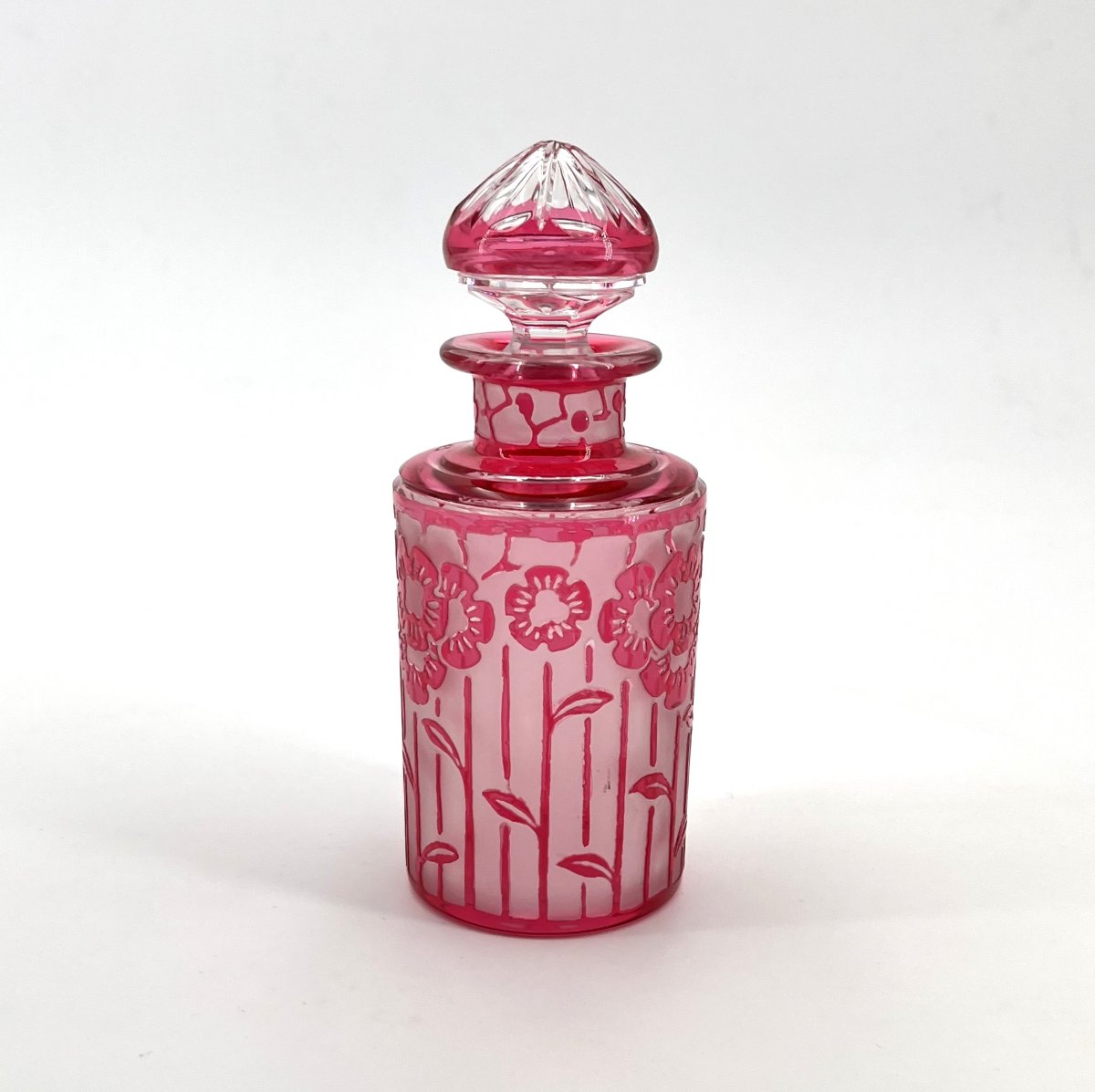 Cristalleries De Nancy - Art Deco Period Perfume Bottle In Acid-etched Crystal-photo-3