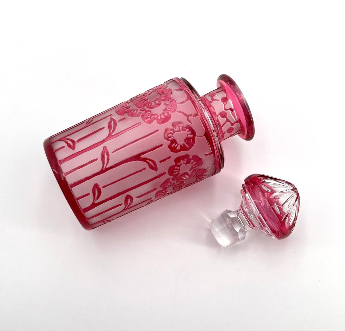 Cristalleries De Nancy - Art Deco Period Perfume Bottle In Acid-etched Crystal-photo-4