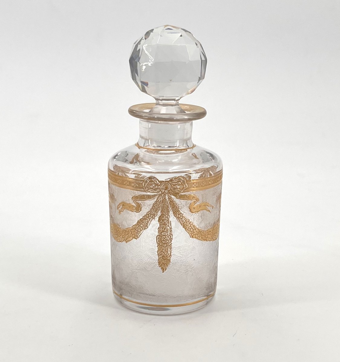 Saint Louis - Perfume Bottle In Crystal, Acid-etched And Gilded Louis XVI Decor