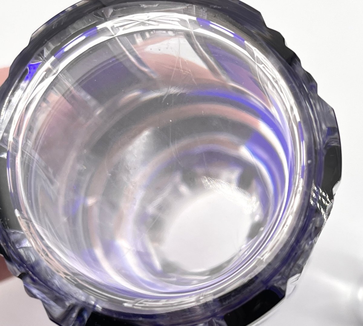 Cristalleries De Nancy - Art Deco Period Perfume Bottle In Cut Crystal With Blue Lining-photo-7