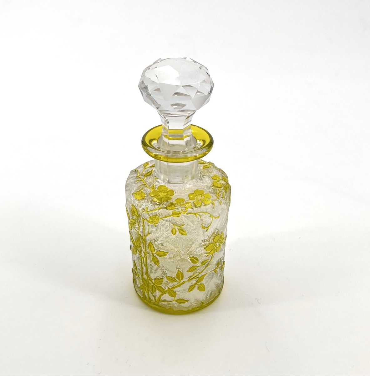 Baccarat - Old Perfume Bottle In Acid-etched Green Lined Crystal, Eglantier Model-photo-2