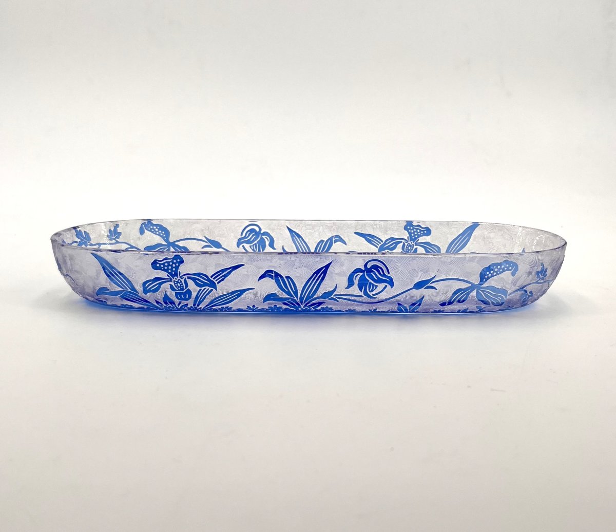 Val Saint Lambert - Acid-etched Crystal Brush / Brush-holder, Orchidées Model-photo-4