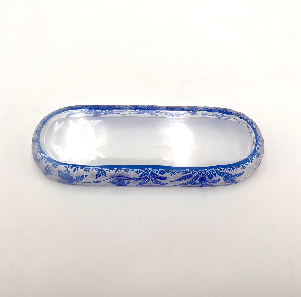 Val Saint Lambert - Acid-etched Crystal Brush / Brush-holder, Orchidées Model-photo-2