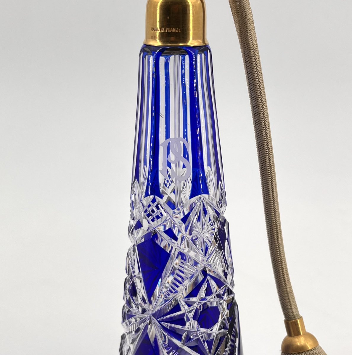 Baccarat - Blue Double-layered Crystal Perfume Atomizer, Lagny Model-photo-1