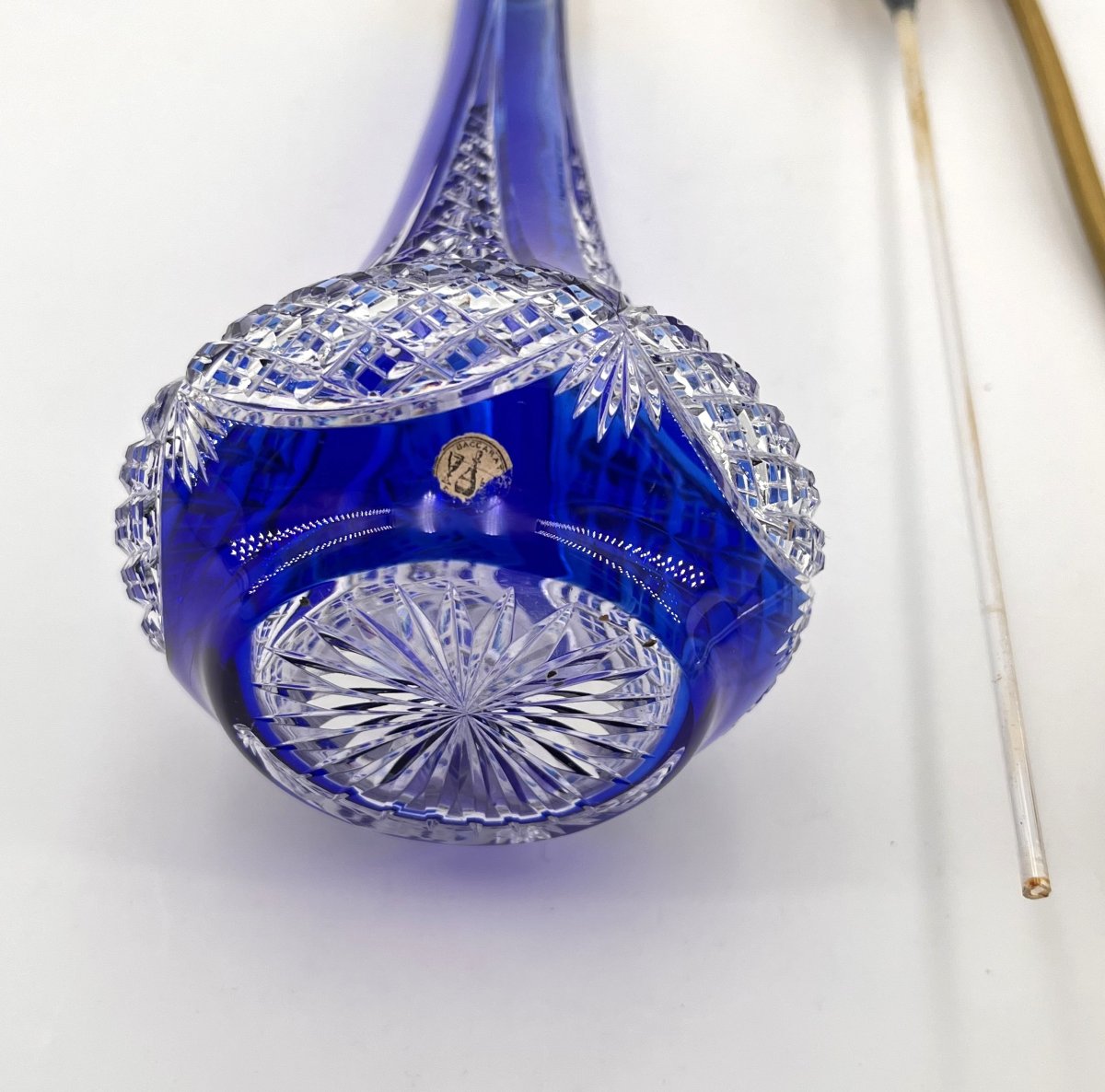 Baccarat - Blue Lined Crystal Perfume Spray Bottle, Stamped-photo-1