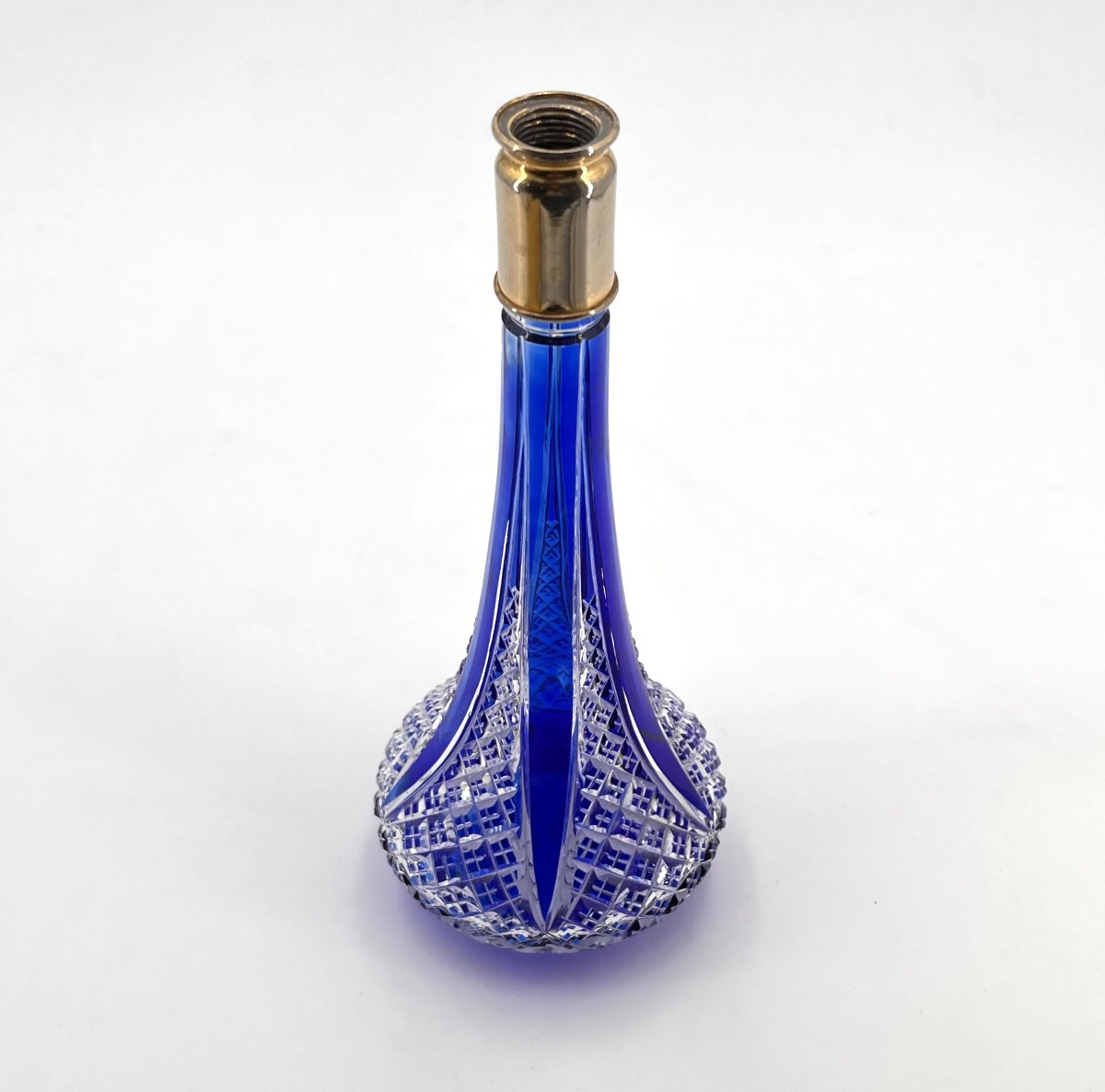 Baccarat - Blue Lined Crystal Perfume Spray Bottle, Stamped-photo-4