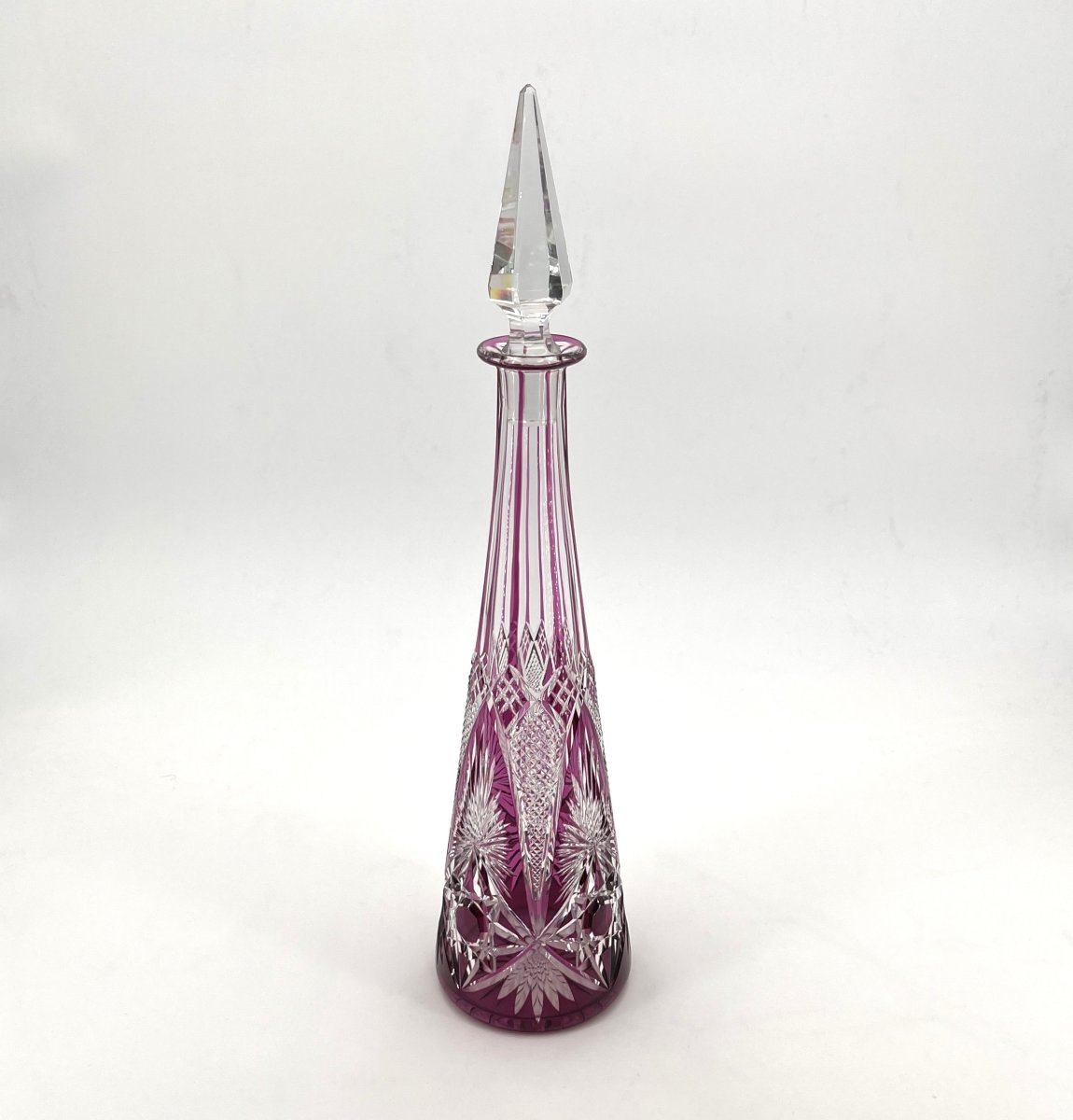 Baccarat - Antique Cut Crystal Decanter Lined With Amethyst 42.5 Cm-photo-4