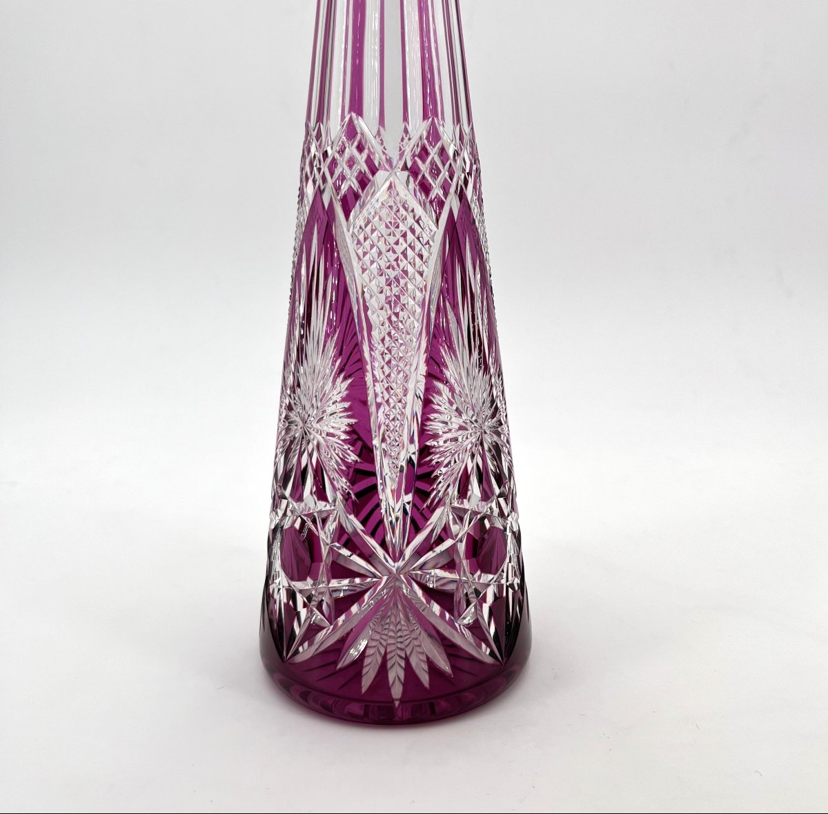 Baccarat - Antique Cut Crystal Decanter Lined With Amethyst 42.5 Cm-photo-1