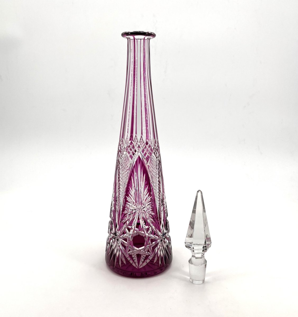 Baccarat - Antique Cut Crystal Decanter Lined With Amethyst 42.5 Cm-photo-2