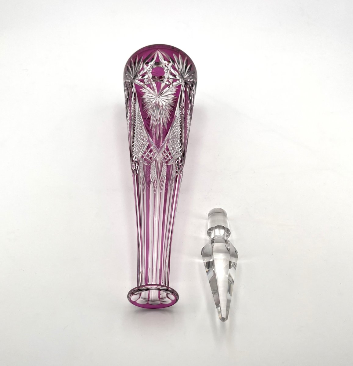 Baccarat - Antique Cut Crystal Decanter Lined With Amethyst 42.5 Cm-photo-4