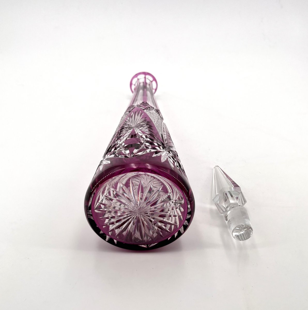 Baccarat - Antique Cut Crystal Decanter Lined With Amethyst 42.5 Cm-photo-5