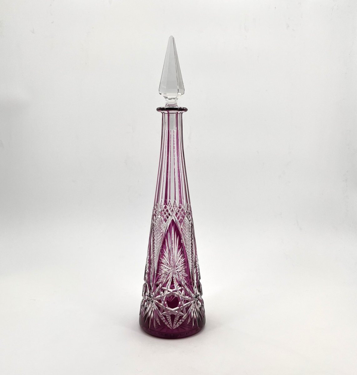 Baccarat - Antique Cut Crystal Decanter Lined With Amethyst 42.5 Cm