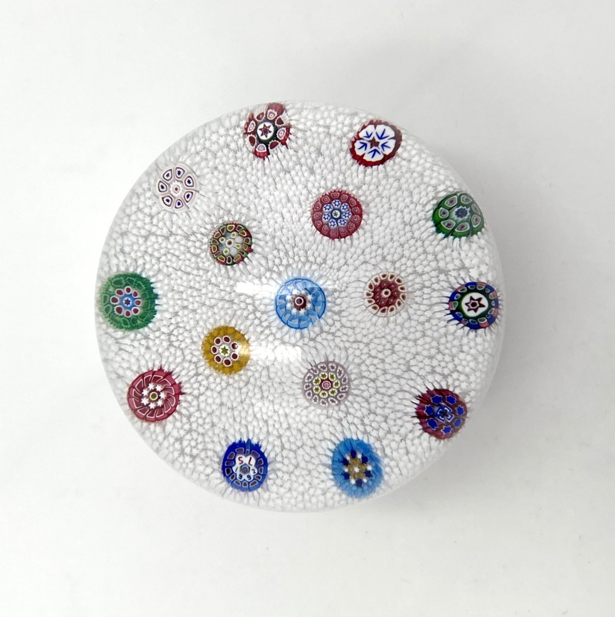 Sulfur-colored Paperweight On A Crystal Base By Saint Louis, Signed And Dated Sl 1992-photo-4