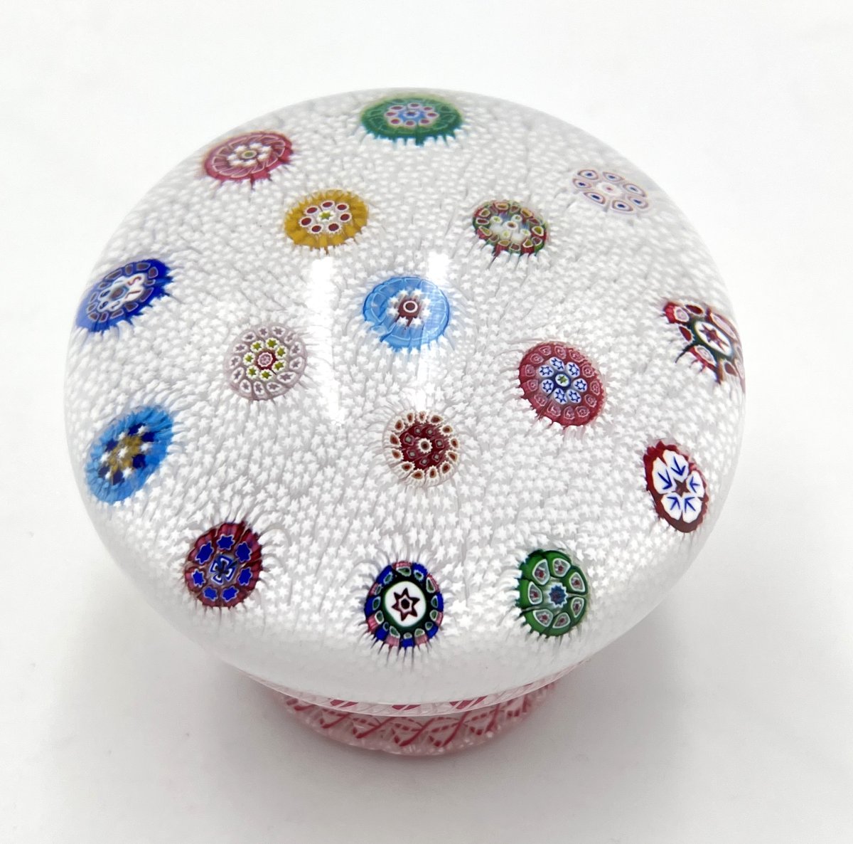 Sulfur-colored Paperweight On A Crystal Base By Saint Louis, Signed And Dated Sl 1992-photo-5