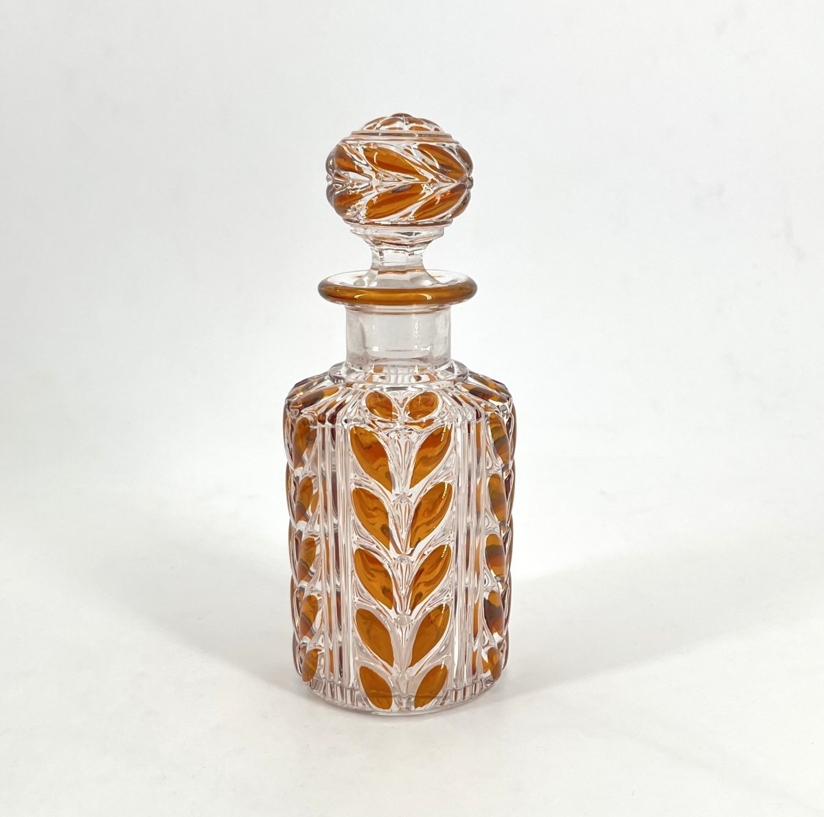 BACCARAT - ancien flacon à parfum en cristal doublé ORANGE 16 cm - modèle LAURIER