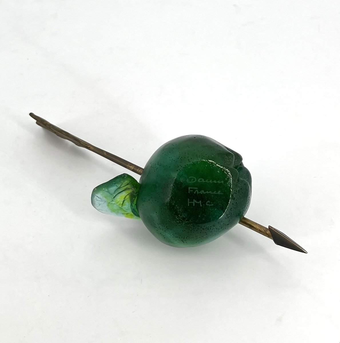 "apple" Sculpture Made Of Glass Paste, Signed By Daum France And Hilton Mac Connico-photo-4