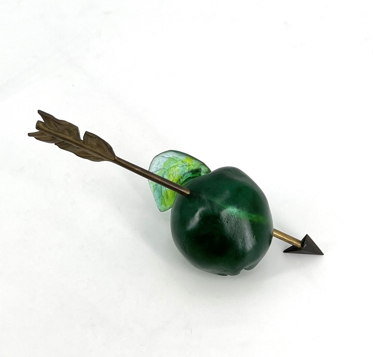 "apple" Sculpture Made Of Glass Paste, Signed By Daum France And Hilton Mac Connico-photo-3