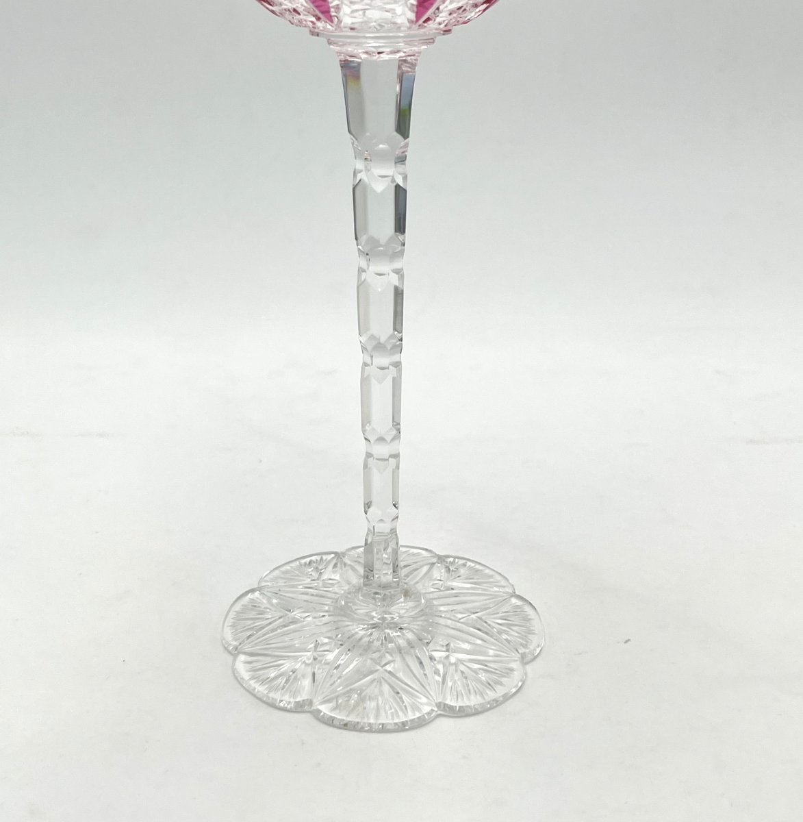 Baccarat - Rare Red-lined Crystal Rhine Wine Glass, Condé Model, 20.6 Cm-photo-2