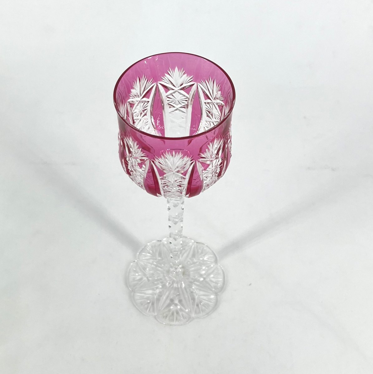 Baccarat - Rare Red-lined Crystal Rhine Wine Glass, Condé Model, 20.6 Cm-photo-4