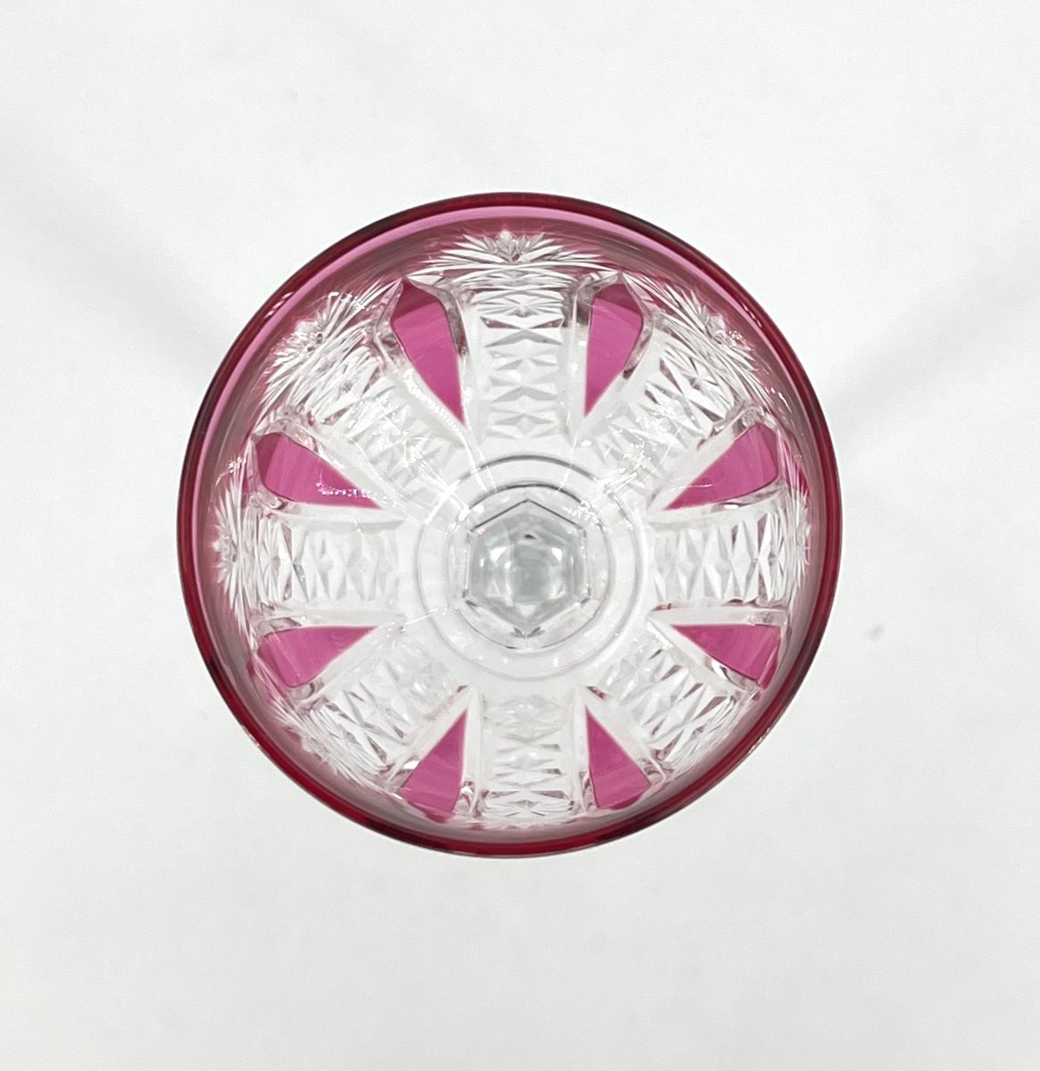 Baccarat - Rare Red-lined Crystal Rhine Wine Glass, Condé Model, 20.6 Cm-photo-1