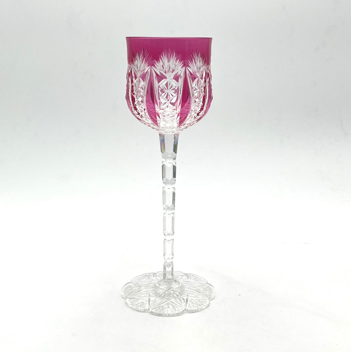 Baccarat - Rare Red-lined Crystal Rhine Wine Glass, Condé Model, 20.6 Cm