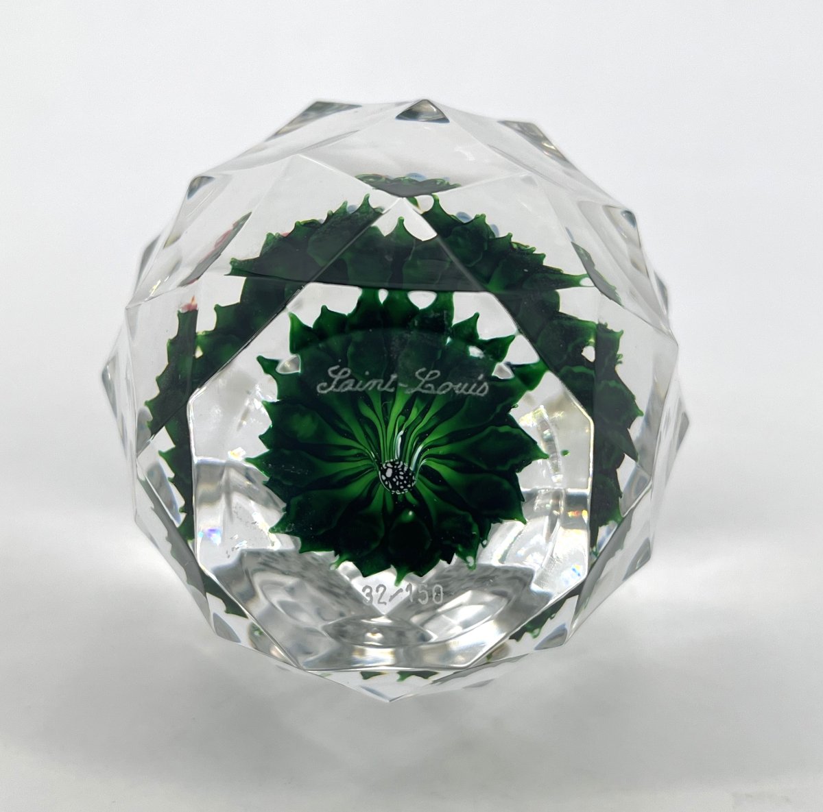 boule presse papier sulfure ARTIFICE en cristal de SAINT LOUIS signé-photo-1