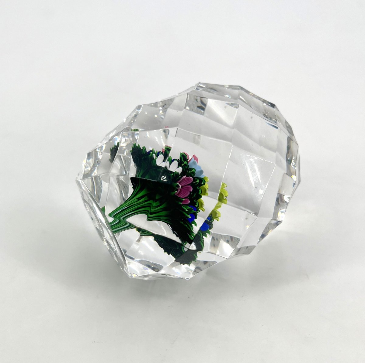 boule presse papier sulfure ARTIFICE en cristal de SAINT LOUIS signé-photo-4