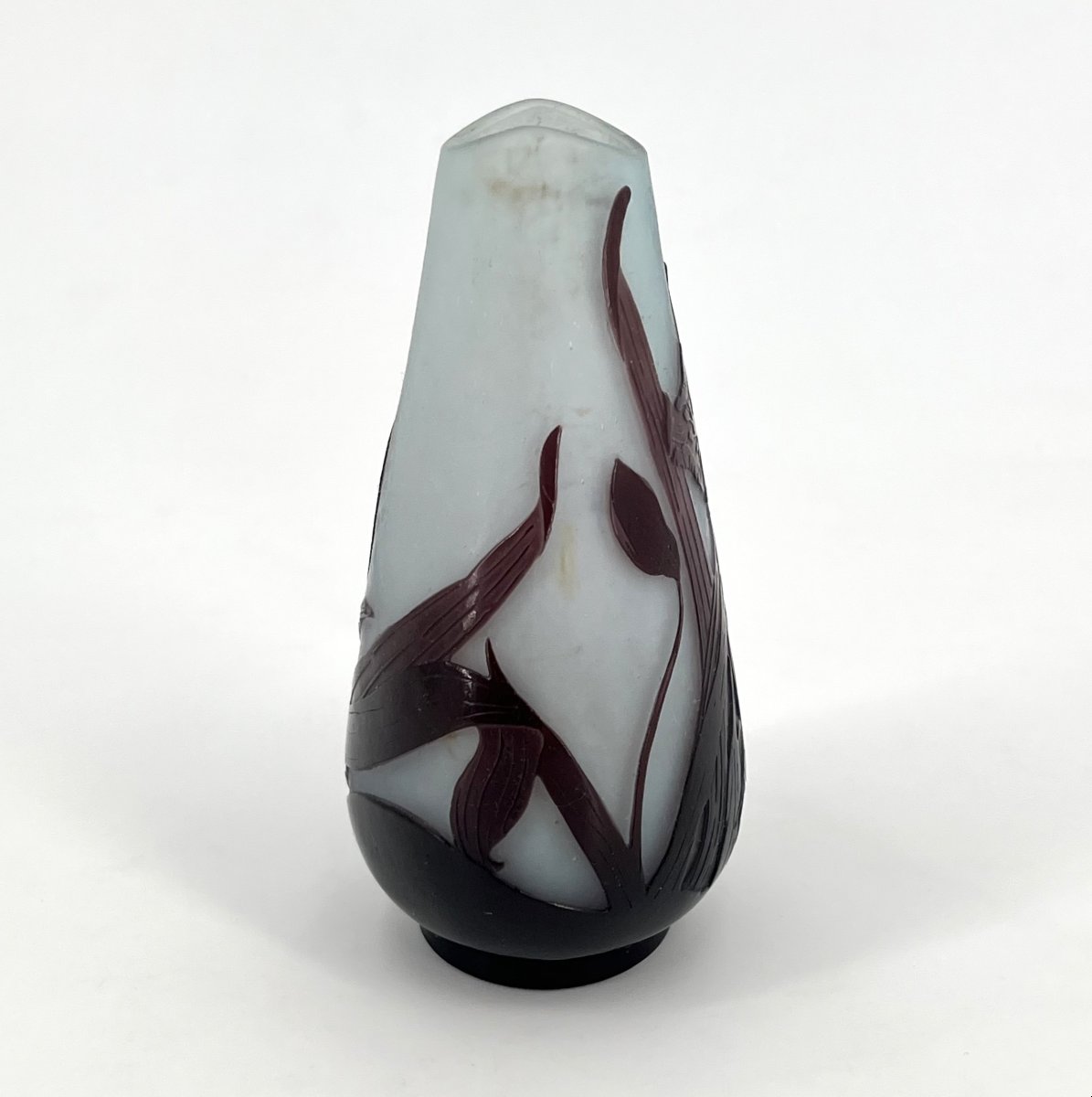 ÉTABLISSEMENT GALLÉ - ancien vase en verre doublé, décor floral ART NOUVEAU, signé-photo-3