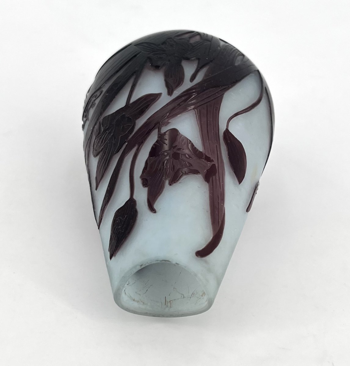 ÉTABLISSEMENT GALLÉ - ancien vase en verre doublé, décor floral ART NOUVEAU, signé-photo-6