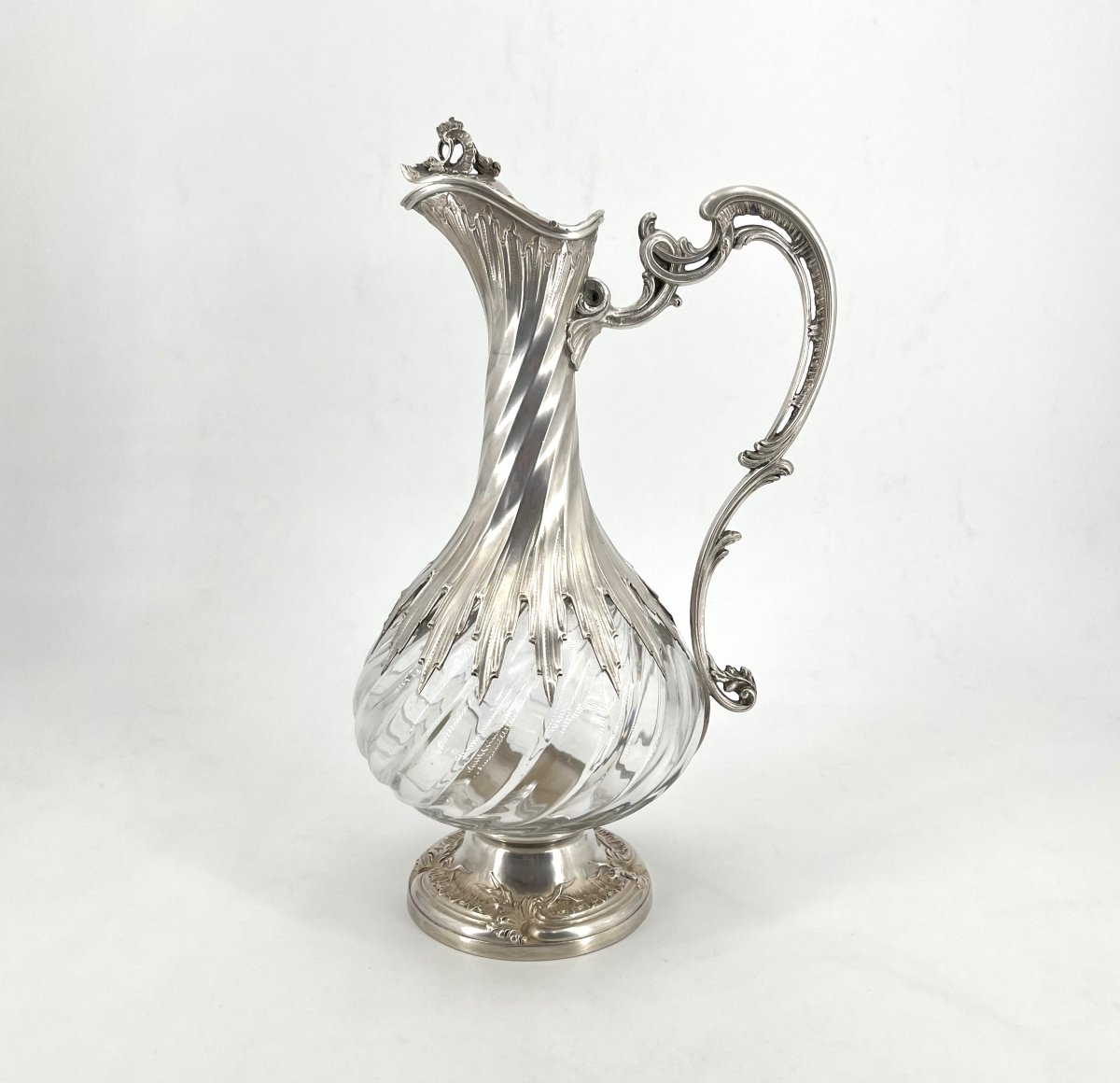 égalon élisa - Crystal And Solid Silver Decanter, Minerve Hallmarks, 30 Cm