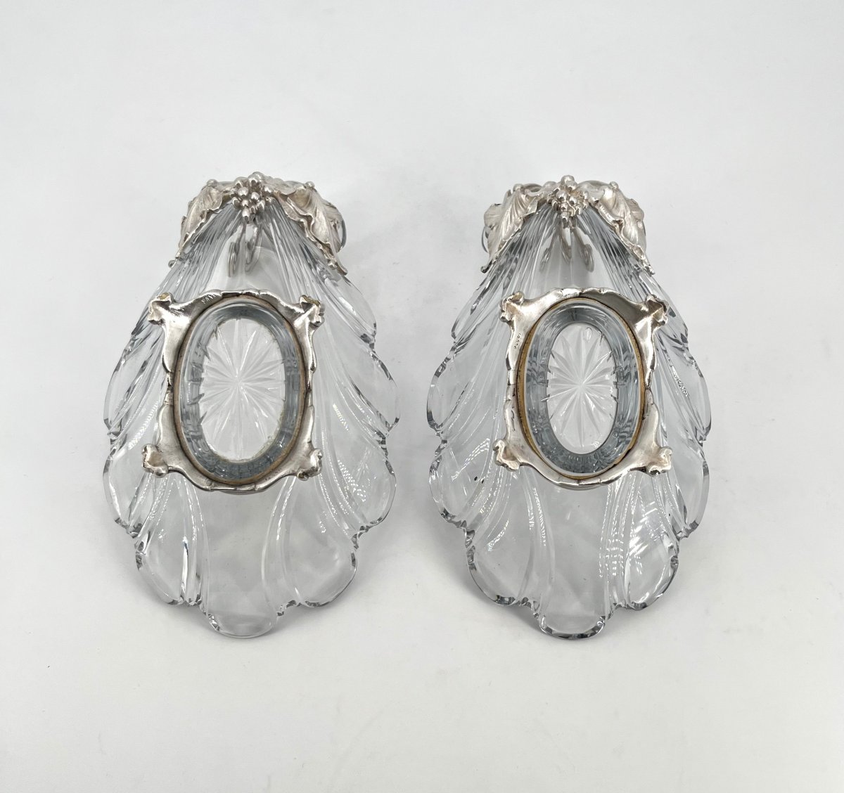 CHRISTOFLE - paire de raviers coquille en cristal et métal argenté, année 1862-photo-6