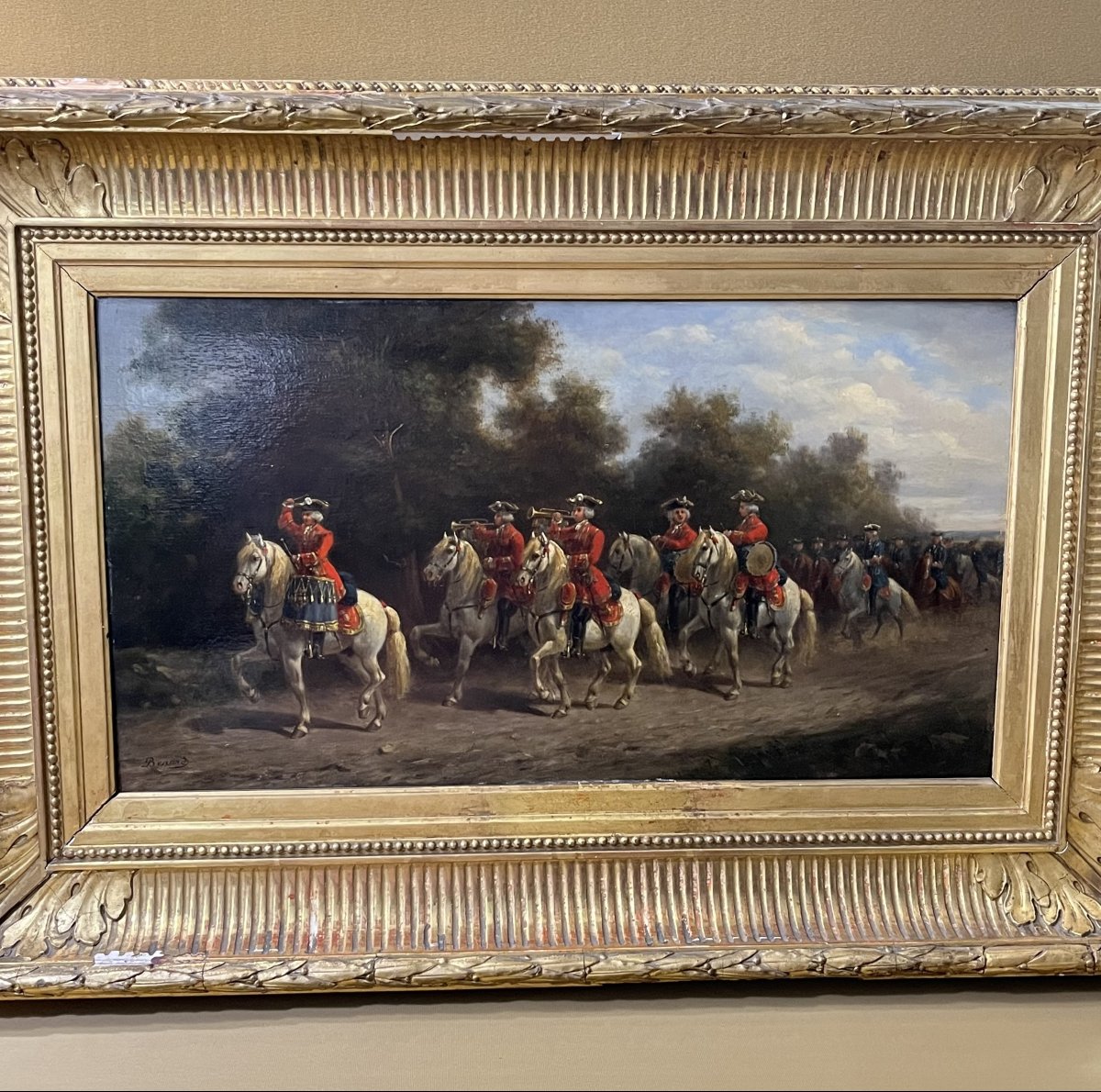 Auguste Sébastien Bénard - Oil On Panel, Signed - The King's Musketeers - 19th Century-photo-2