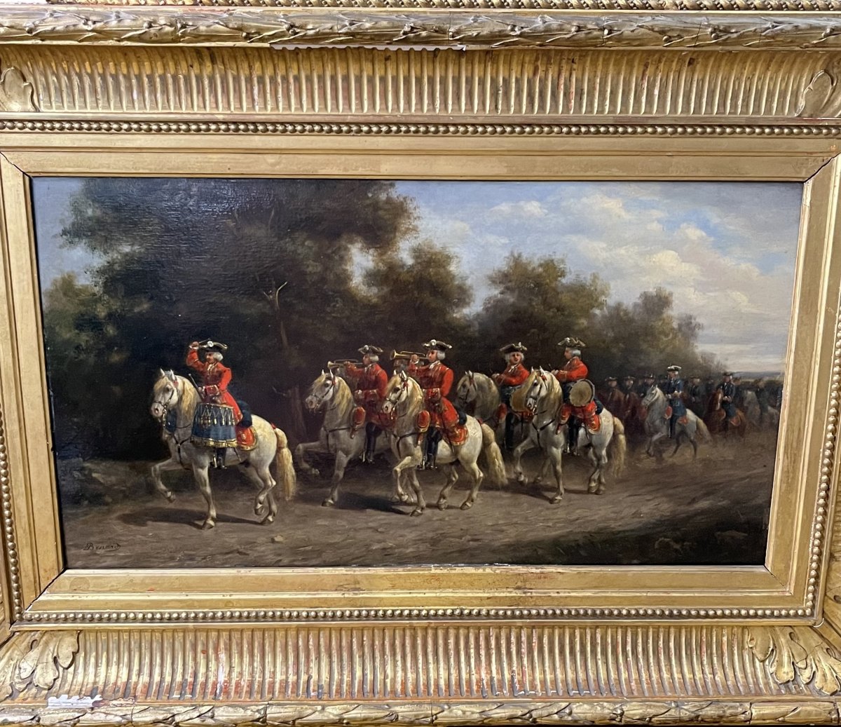 Auguste Sébastien Bénard - Oil On Panel, Signed - The King's Musketeers - 19th Century-photo-4