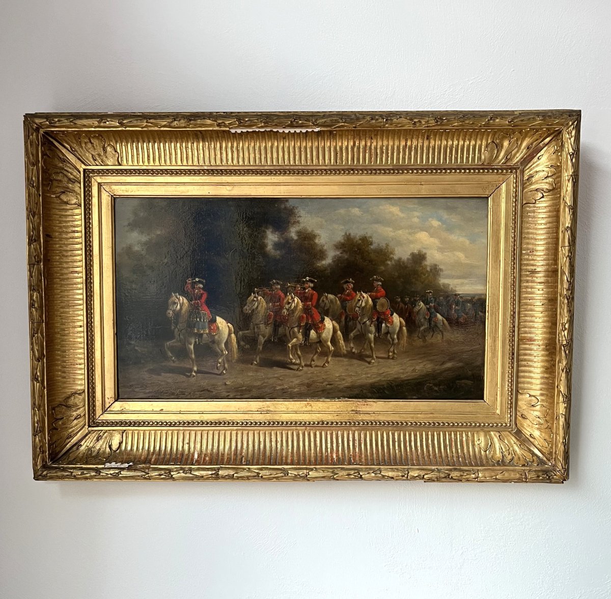 Auguste Sébastien Bénard - Oil On Panel, Signed - The King's Musketeers - 19th Century