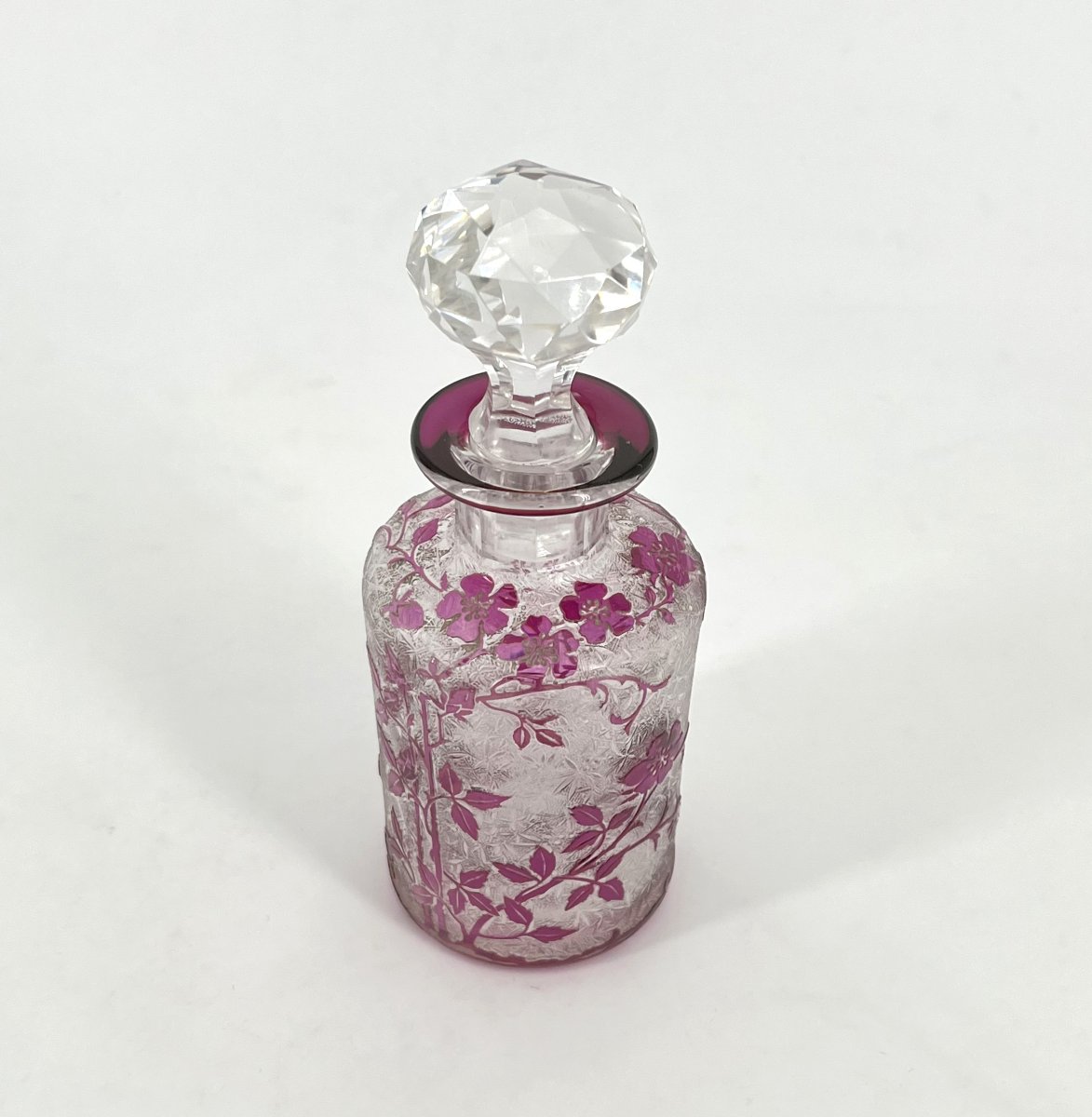 BACCARAT - ancien flacon à parfum en cristal gravé à l'acide, modèle EGLANTIER 14,5 cm-photo-2