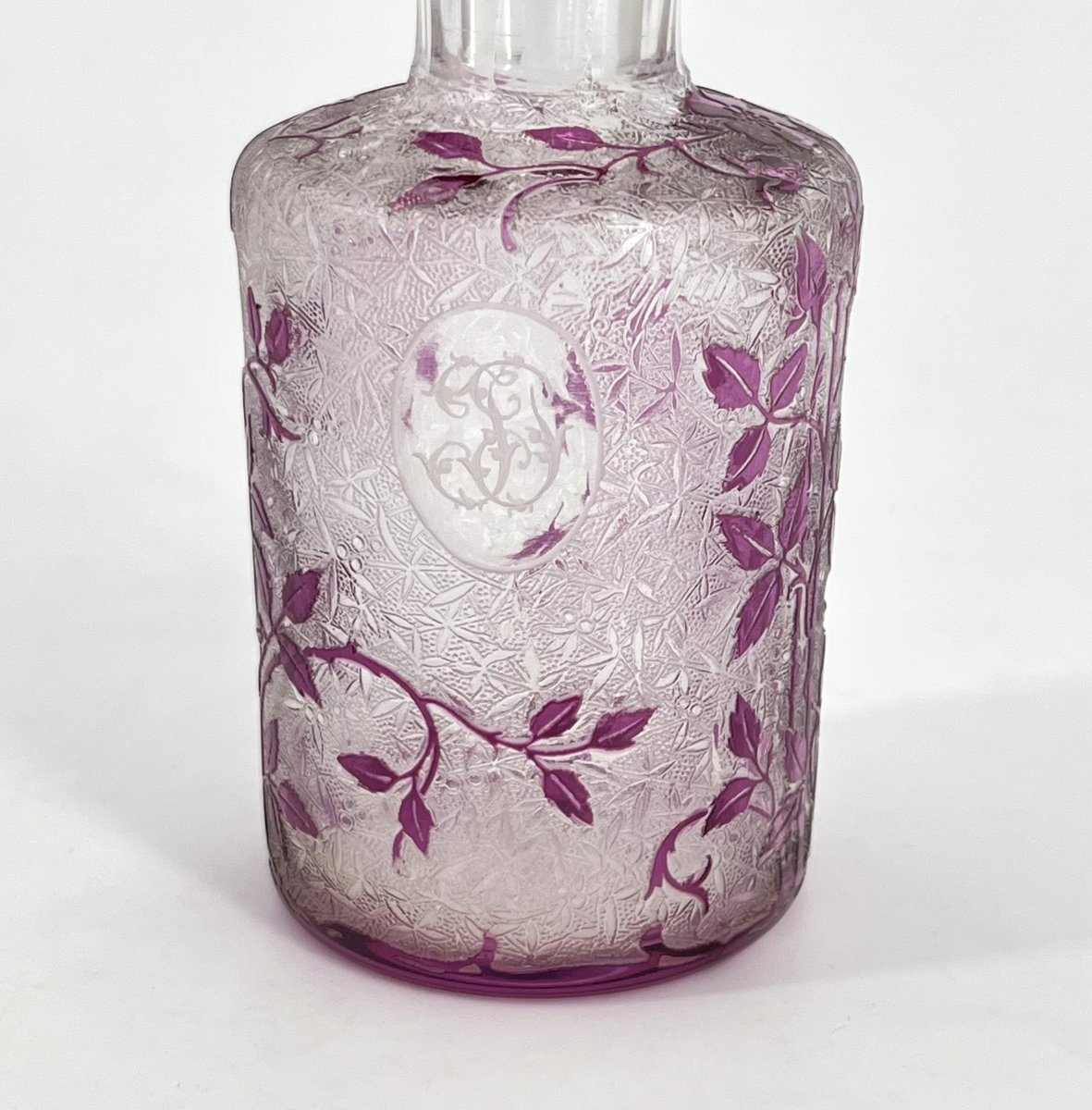 BACCARAT - ancien flacon à parfum en cristal gravé à l'acide, modèle EGLANTIER 14,5 cm-photo-4