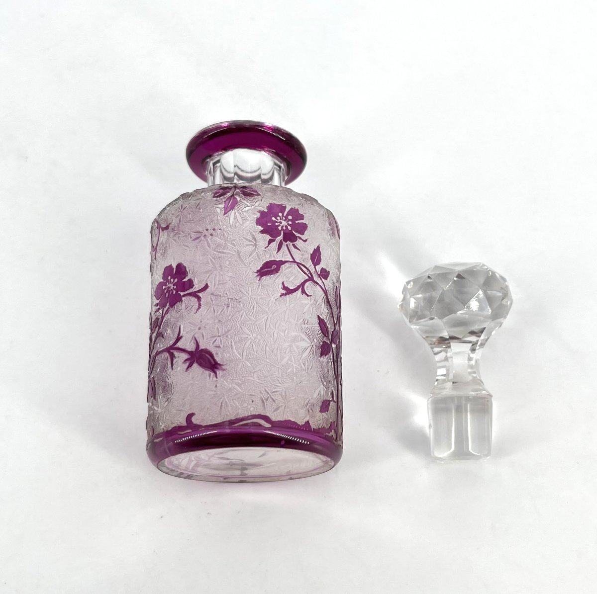 BACCARAT - ancien flacon à parfum en cristal gravé à l'acide, modèle EGLANTIER 14,5 cm-photo-5