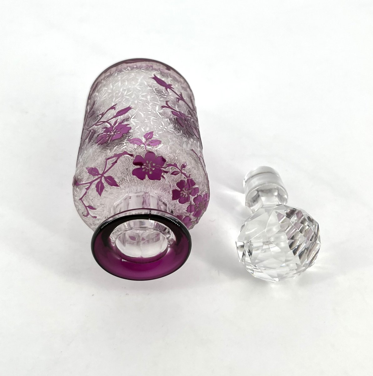 BACCARAT - ancien flacon à parfum en cristal gravé à l'acide, modèle EGLANTIER 14,5 cm-photo-6