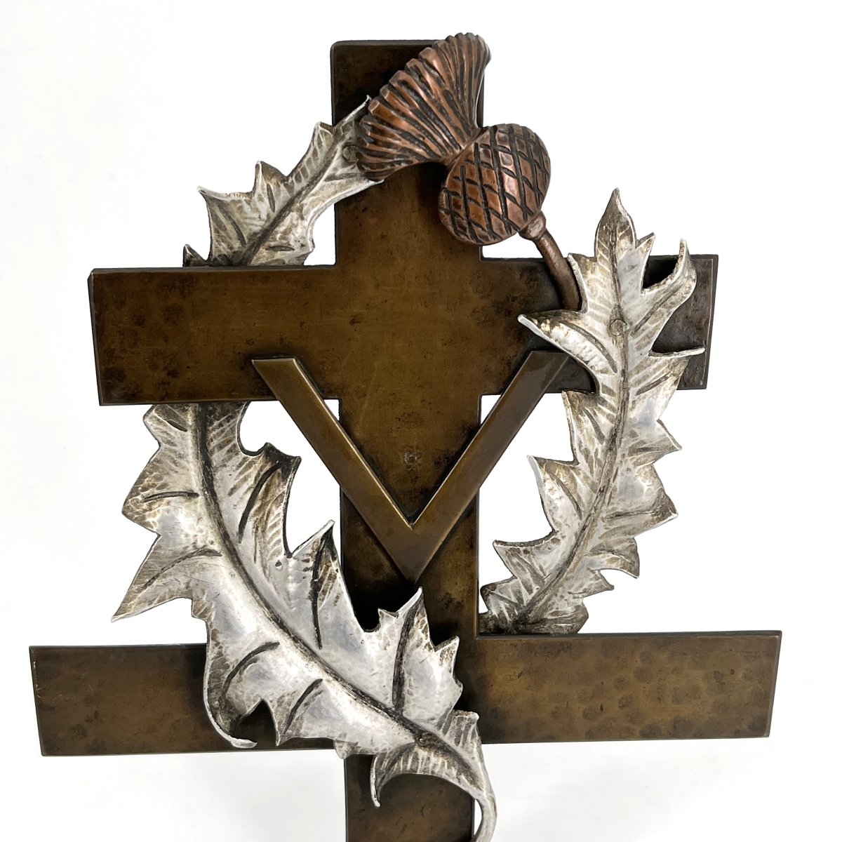 Croix de Lorraine de la France libre - sculpture commémorative vers 1945 - 23 cm-photo-3