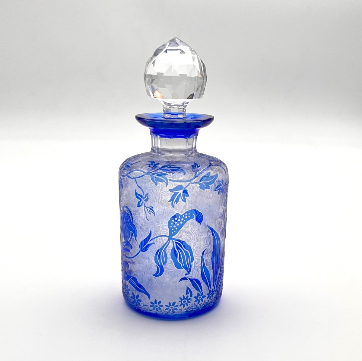 Val Saint Lambert - Acid-etched Crystal Perfume Bottle, Orchidees Model - 15.5 Cm-photo-2