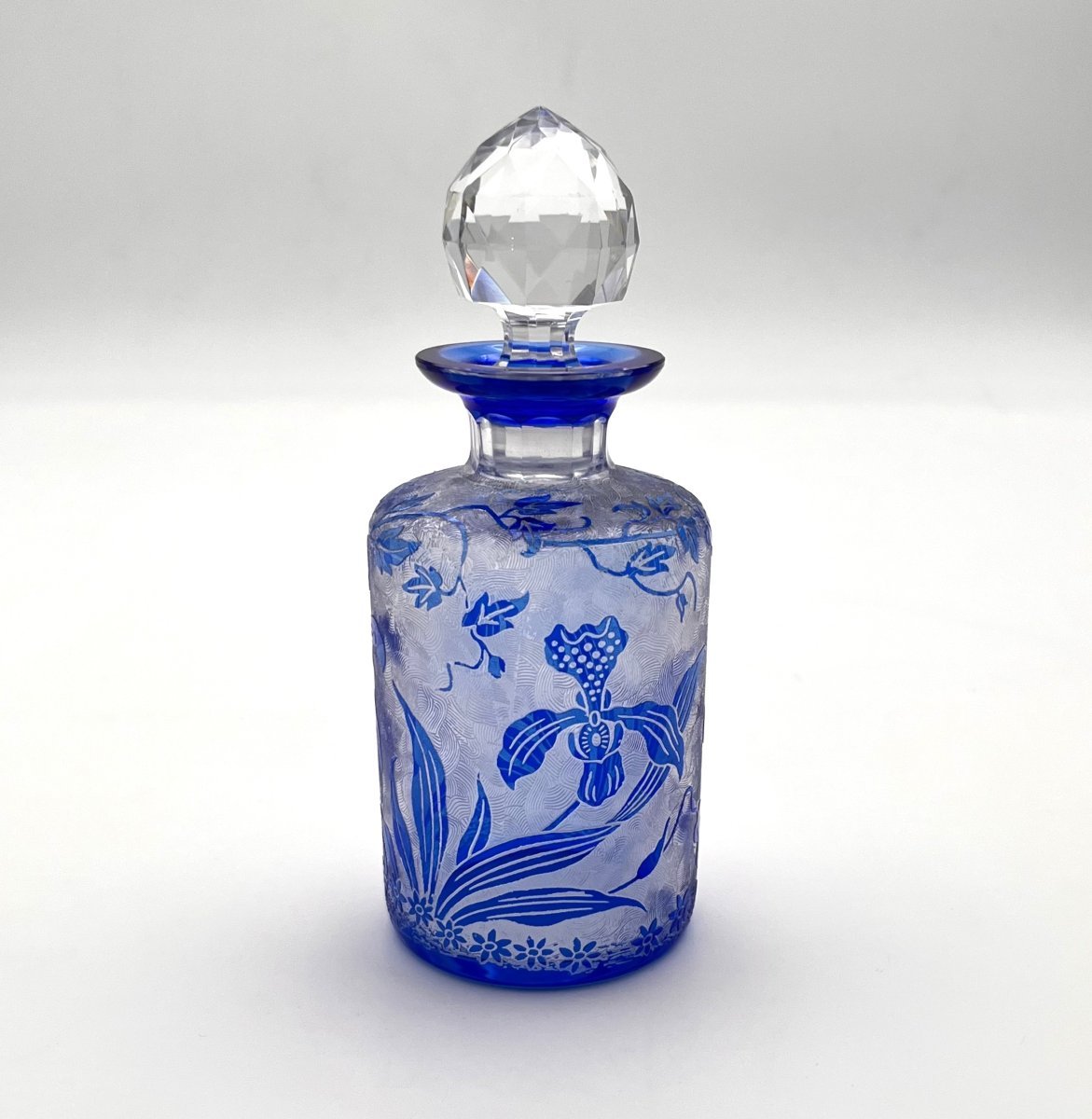 Val Saint Lambert - Acid-etched Crystal Perfume Bottle, Orchidees Model - 15.5 Cm-photo-3