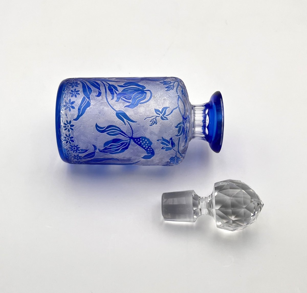 Val Saint Lambert - Acid-etched Crystal Perfume Bottle, Orchidees Model - 15.5 Cm-photo-2