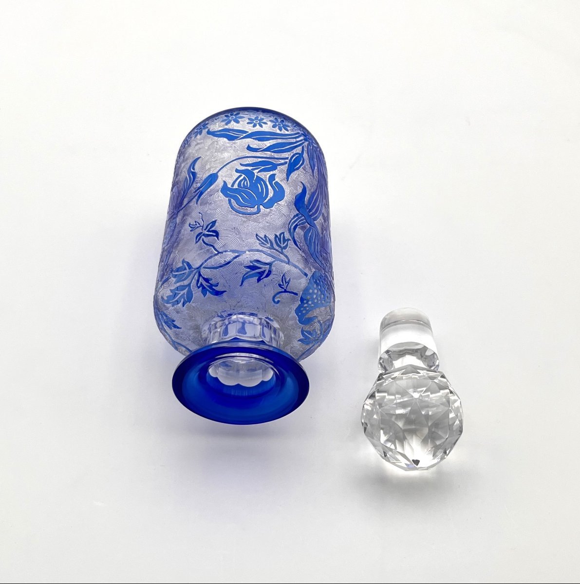 Val Saint Lambert - Acid-etched Crystal Perfume Bottle, Orchidees Model - 15.5 Cm-photo-3