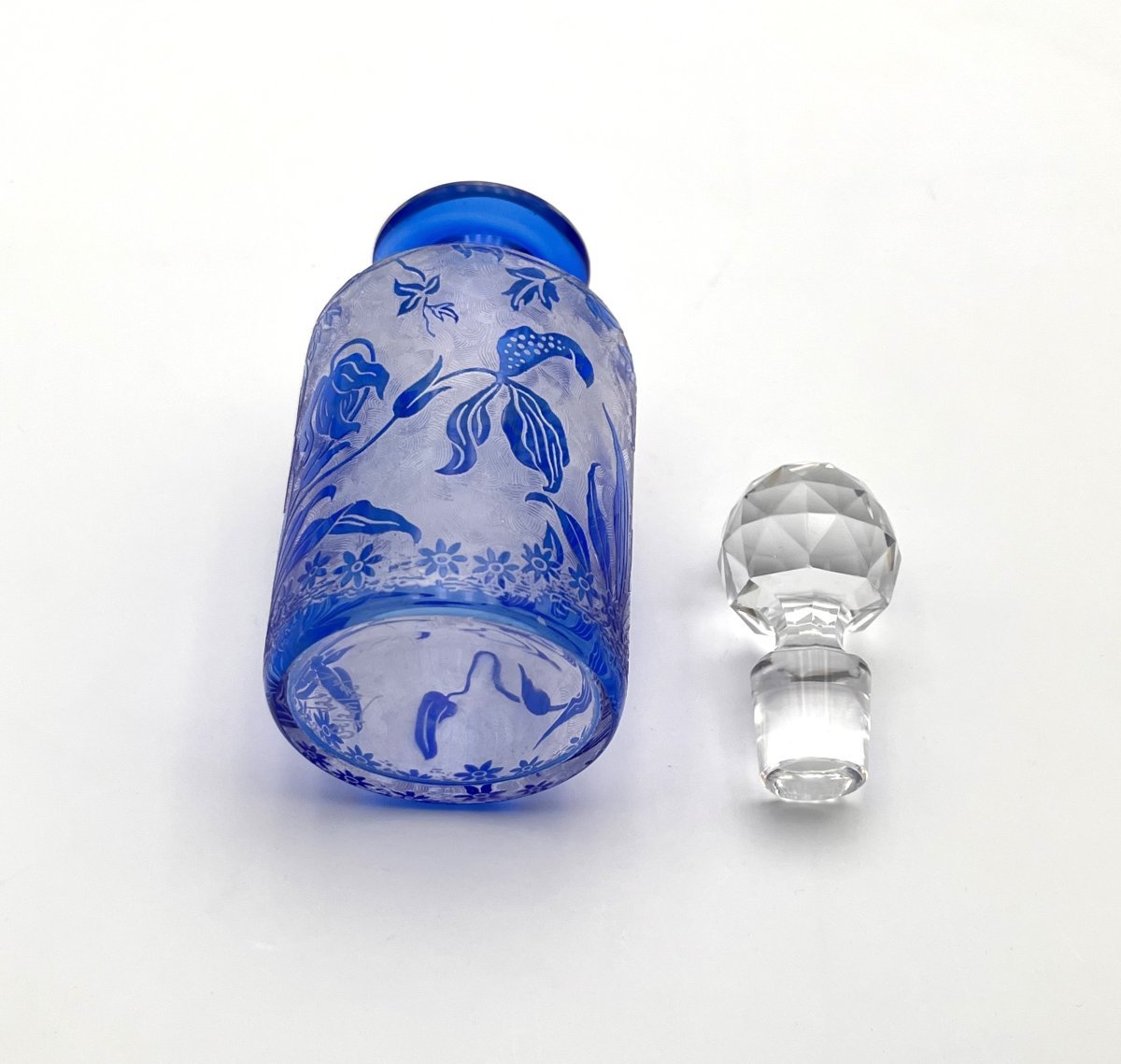 Val Saint Lambert - Acid-etched Crystal Perfume Bottle, Orchidees Model - 15.5 Cm-photo-4
