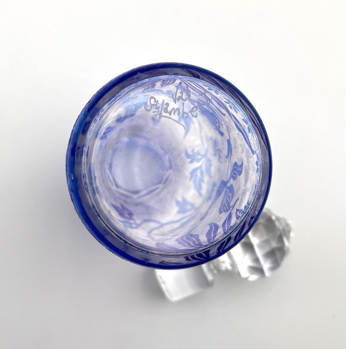Val Saint Lambert - Acid-etched Crystal Perfume Bottle, Orchidees Model - 15.5 Cm-photo-6