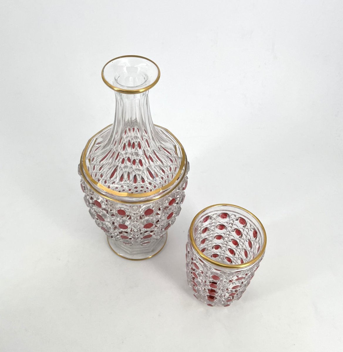 Baccarat - "water Glass" Set In Red Enameled Crystal, Diamants Pierreries Model-photo-4