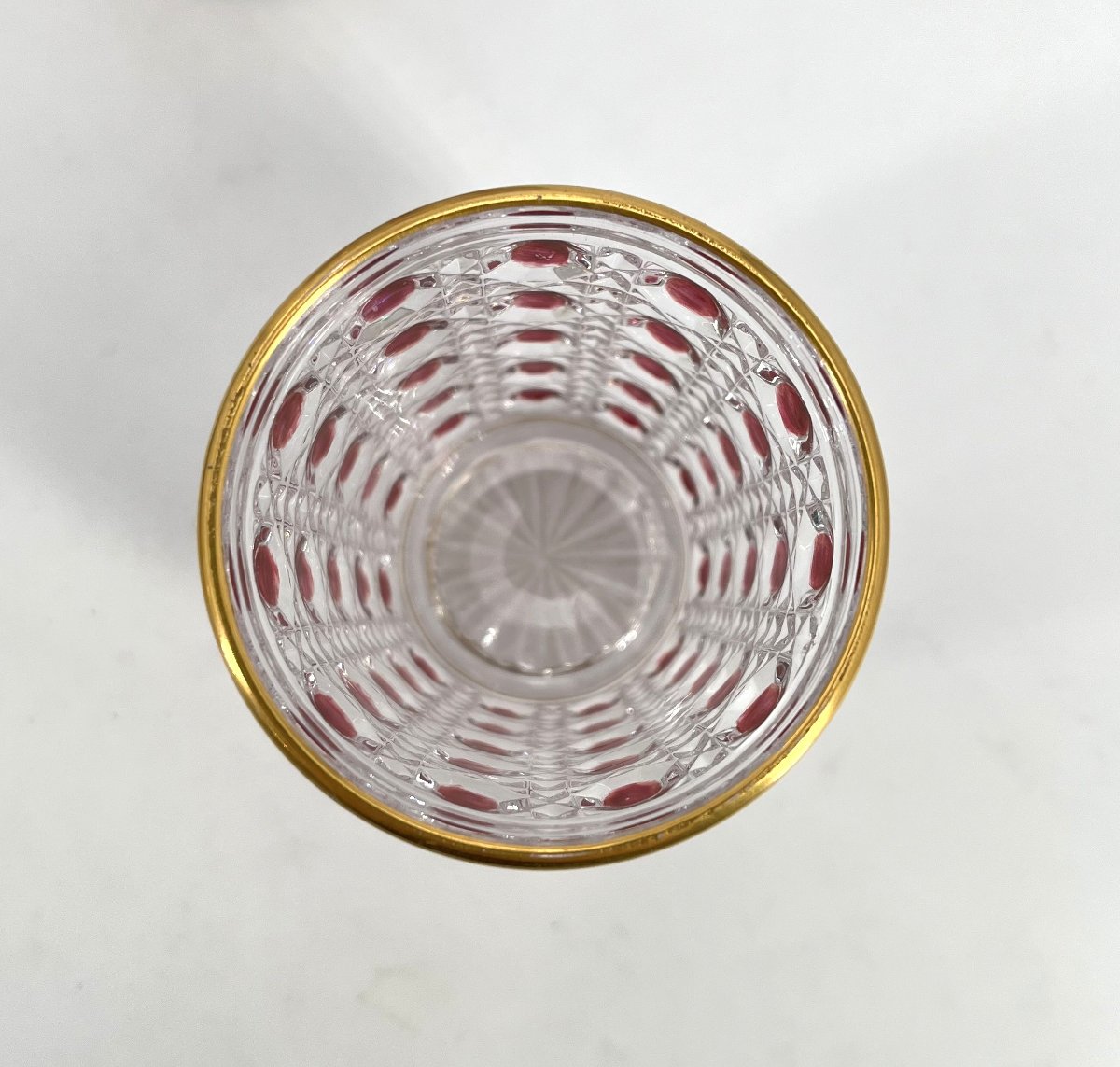 Baccarat - "water Glass" Set In Red Enameled Crystal, Diamants Pierreries Model-photo-1