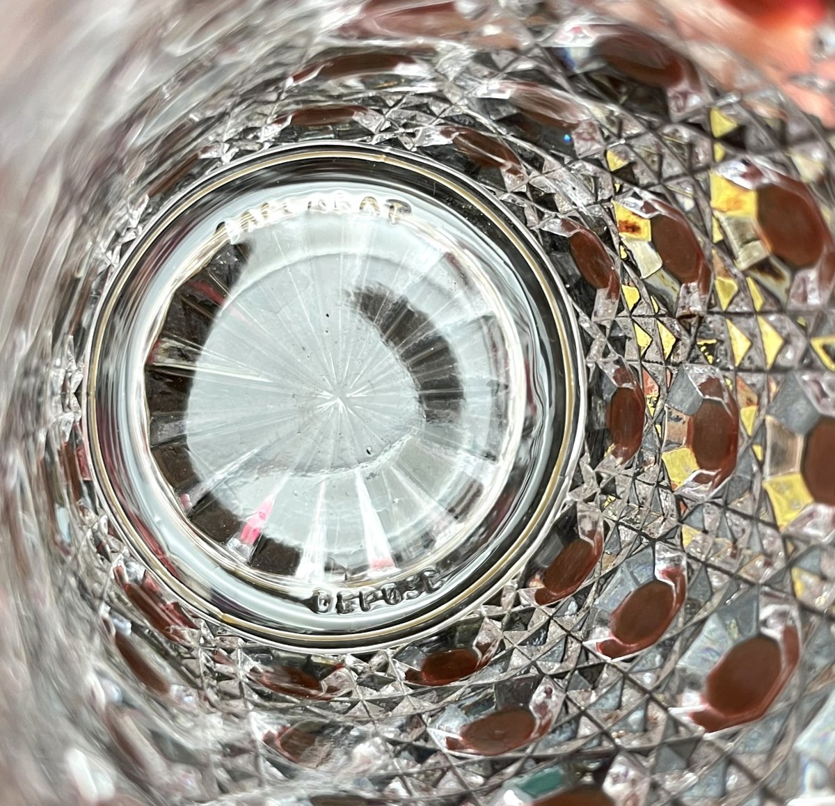 Baccarat - "water Glass" Set In Red Enameled Crystal, Diamants Pierreries Model-photo-2