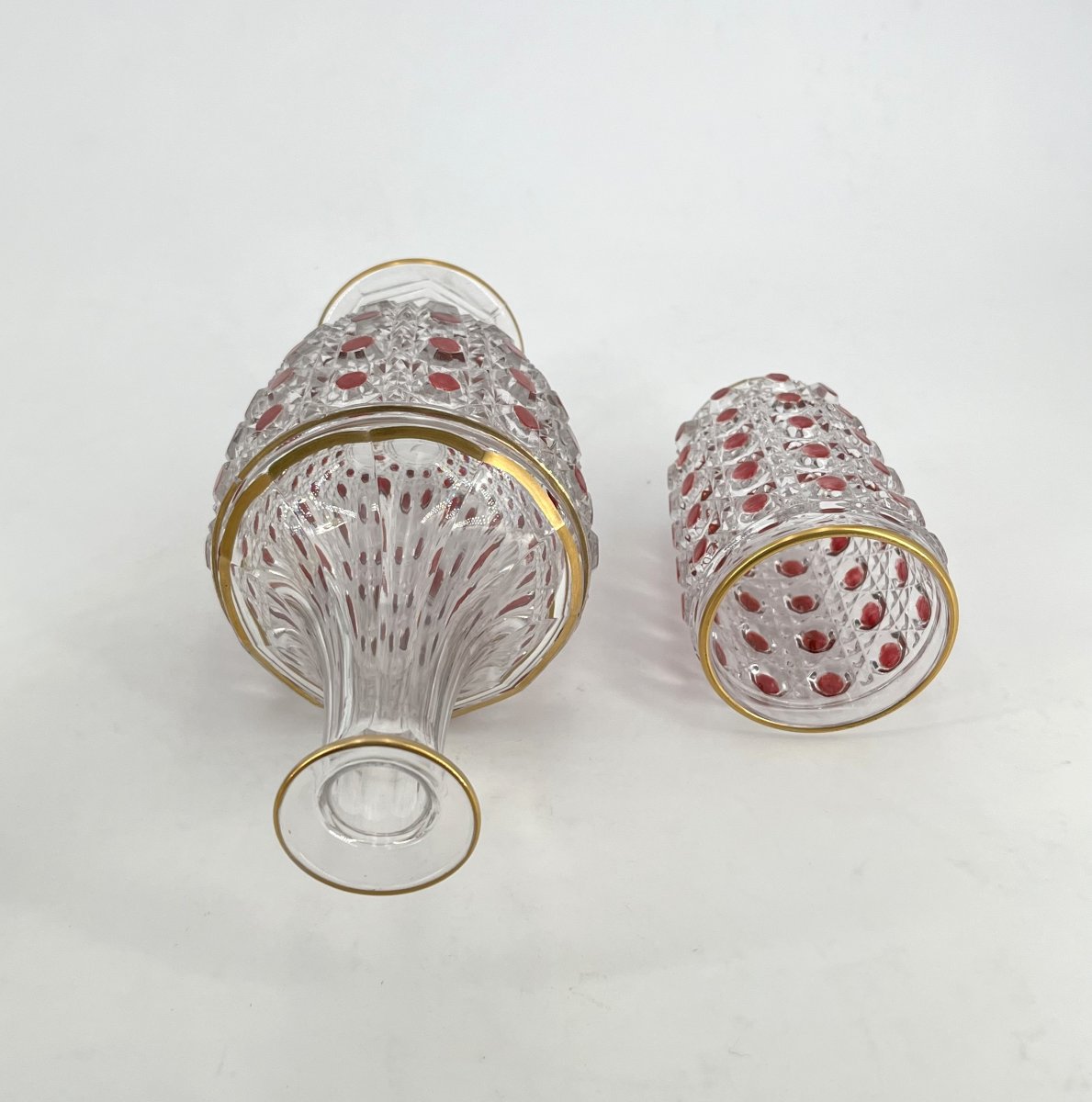 Baccarat - "water Glass" Set In Red Enameled Crystal, Diamants Pierreries Model-photo-4