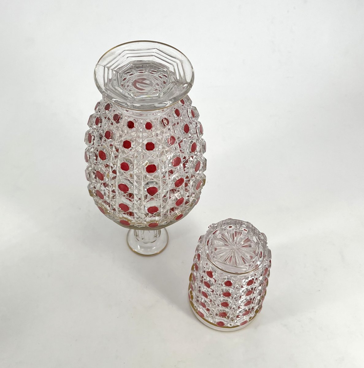 Baccarat - "water Glass" Set In Red Enameled Crystal, Diamants Pierreries Model-photo-6